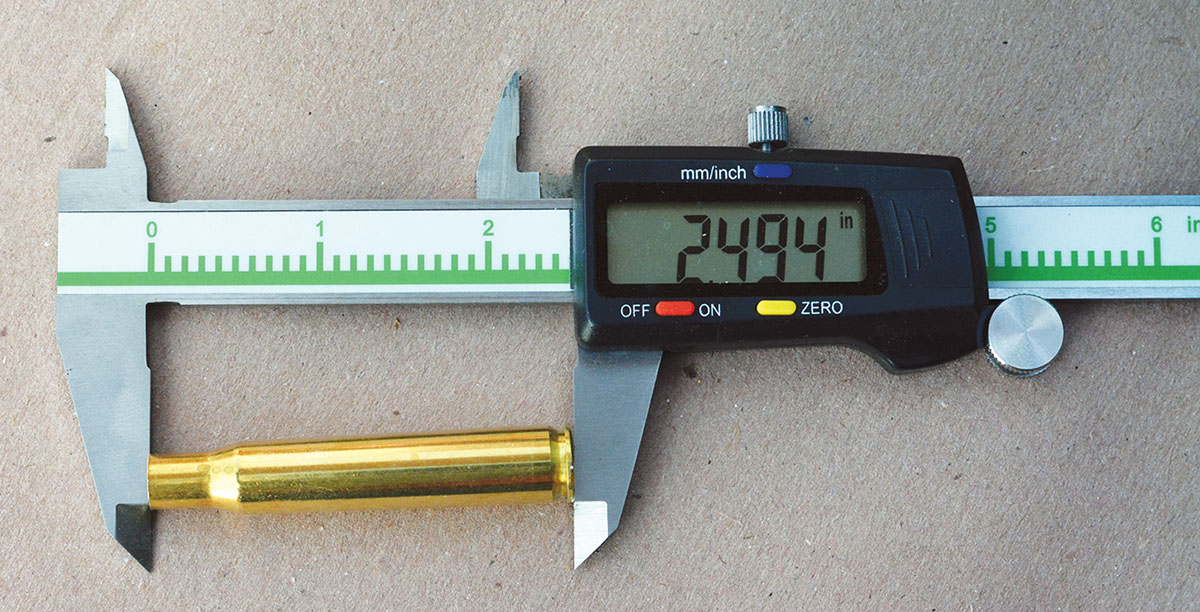 The maximum case length for the 30-06 is 2.494 inches.